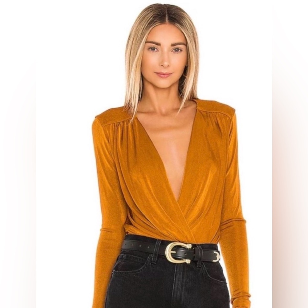 Revolve Free People Intimately Body Suit XS, Turnt Long Sleeve, Honey Ginger